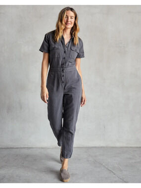 Outerknown S.E.A. Suit Short Sleeve Utility Cargo Jumpsuit Storm Gray S NWT $168